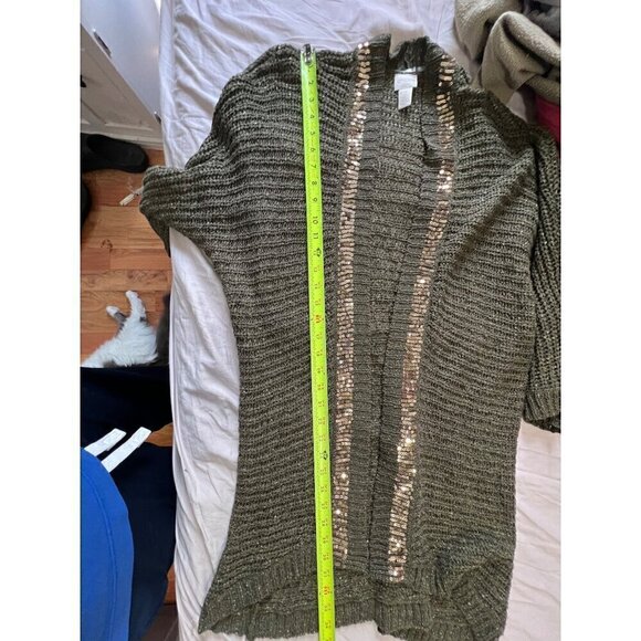 Chicos Womens Open Front Sequin Trim Cardigan Sz Chicos 2 US 12 Large - Picture 4 of 8